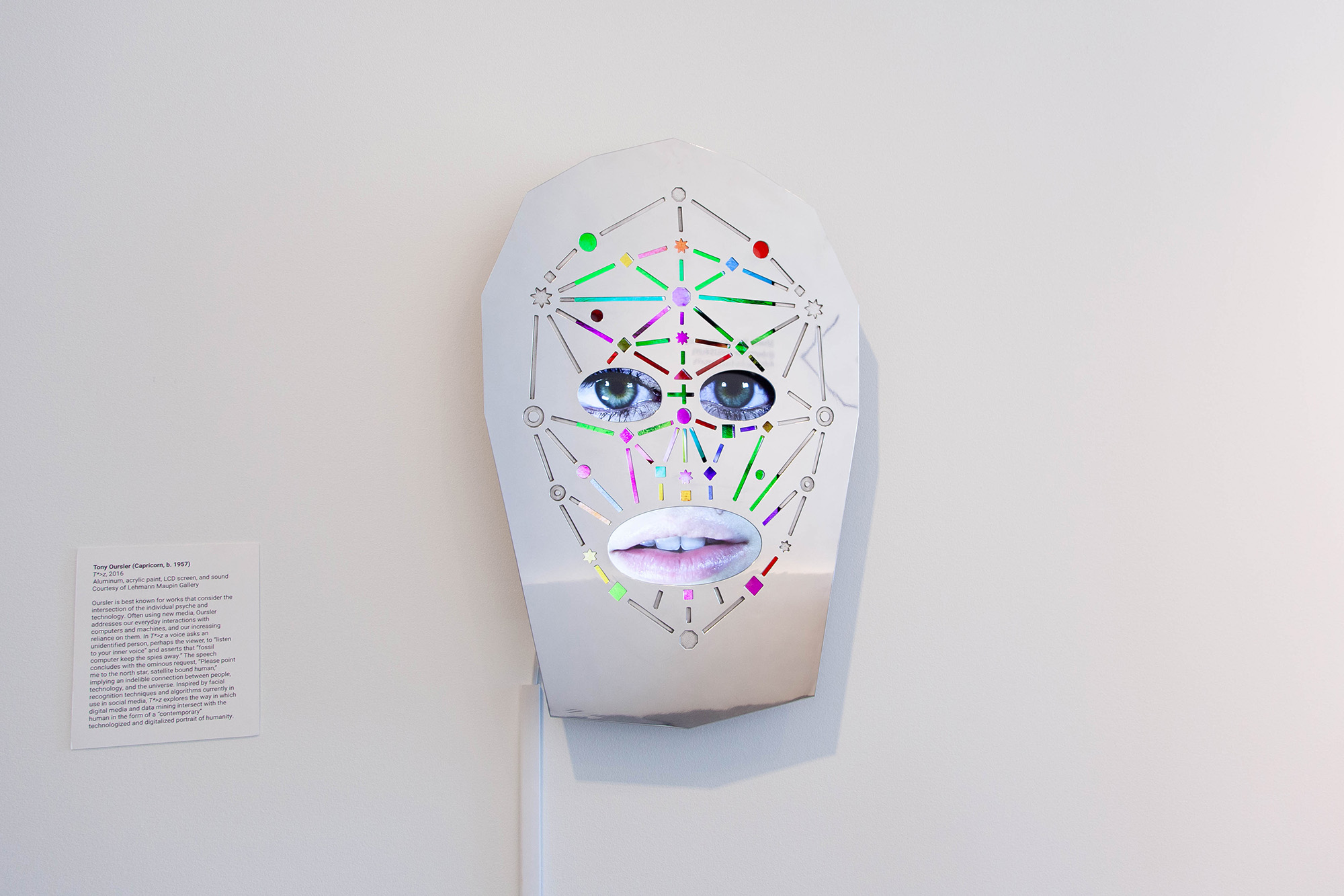 Tony Oursler, T*>z, 2016. Courtesy of Lehmann Maupin Gallery. Installation view in New Age, New Age: Strategies for Survival at DePaul Art Museum, 2019. Photo: DePaul Art Museum